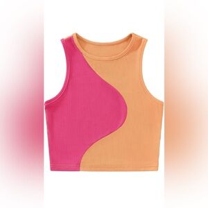 Shein Colorblock Tank Top - Pink and Orange